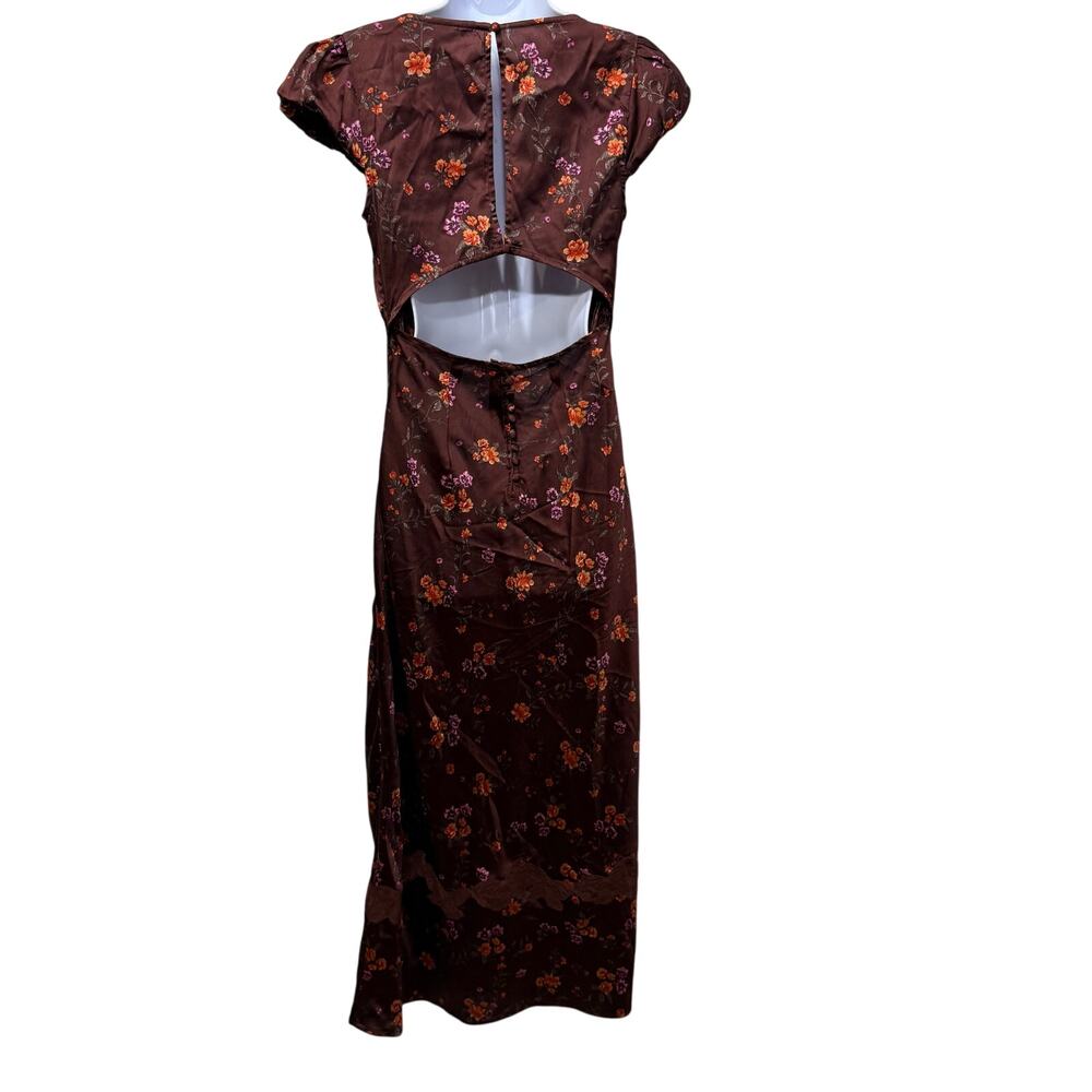 Free People Butterfly Babe Cap Sleeve Midi Dress Satin Sml Fairy Cottage Regency - Picture 4 of 15